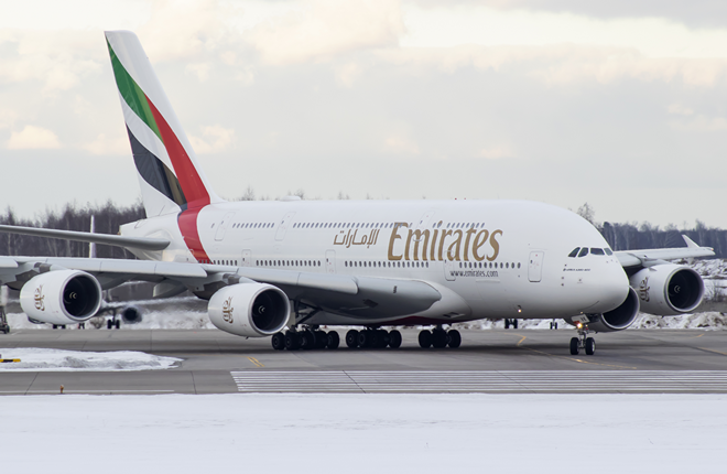Emirates перевезла 2,2 миллиона пассажиров между Москвой и Дубаем на двухпалубных Airbus A380