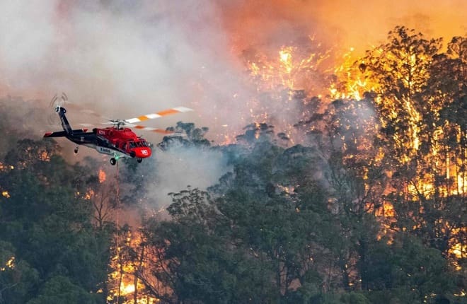 Австралия борется с лесными пожарами с воздуха