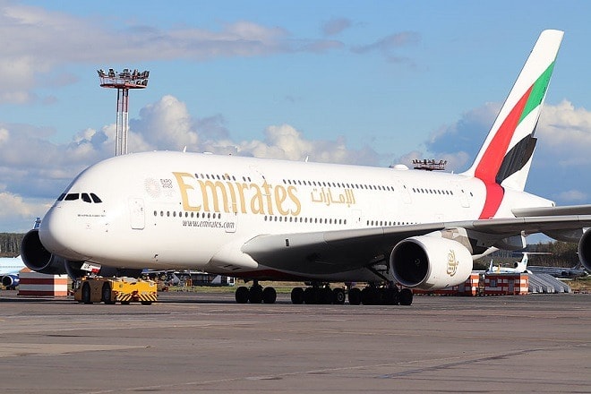 Самолет Airbus A380 авиакомпании Emirates
