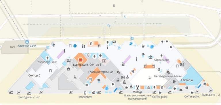 Схема аэропорта Сочи 2 этаж