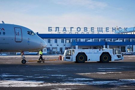 Superjet 100 авиакомпании Россия в аэропорту Благовещенска