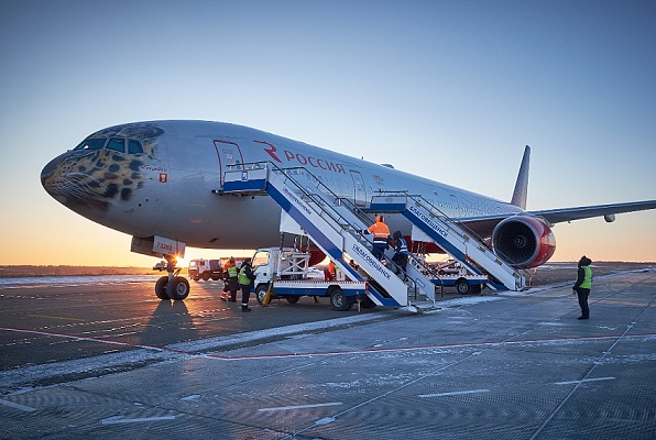 Boeing 777 авиакомпании Россия в аэропорту Благовещенска